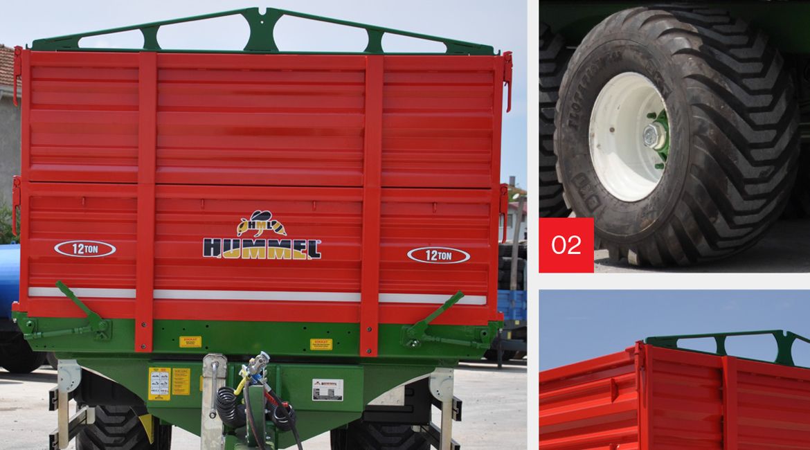 12 Ton İki Dingil Dört Lastik Tandem Üç Yöne Damperli Römork